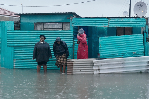 khayelitsha Township, Cape Town, South Africa. 14 June 2022. Residents of khayelitsha township near Cape Town had their shack homes flooded during days of heavy rainfall. Many residents had to evacuate homes.
