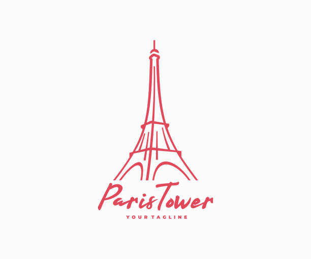 design von pariser touristenattraktionen. paris eiffelturm reise wahrzeichen vektor-design. paris berühmte orte - eiffel tower stock-grafiken, -clipart, -cartoons und -symbole