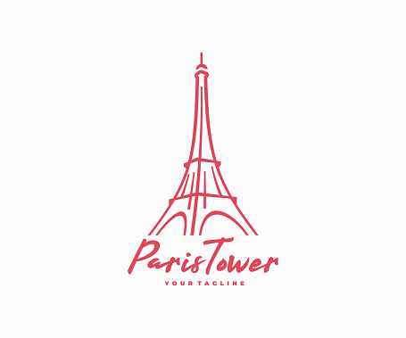Paris tourist attraction design. Paris Eiffel tower travel landmark vector design. Paris famous places