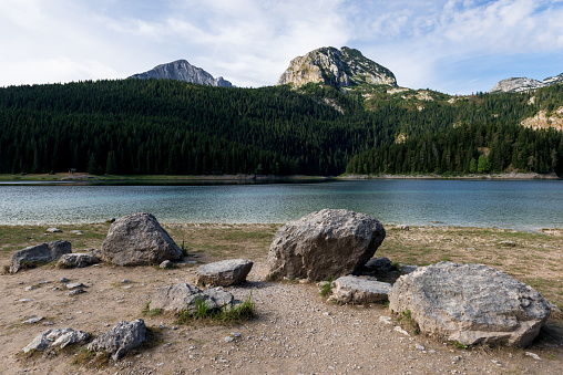 Picturesque summer mountain landscape of Black lake (Crno Lake) in Durmitor National Park, Montenegro