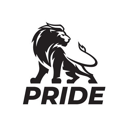 Male lion icon design. Majestic African animal emblem. Wild cat mane silhouette. Bold brand identity symbol. Vector illustration.