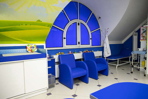 Empty waiting area in a children's hospital