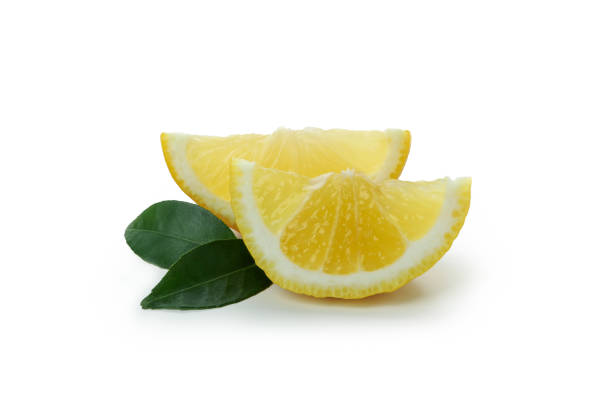 istock Slices of lemon isolated on white background 1405608803