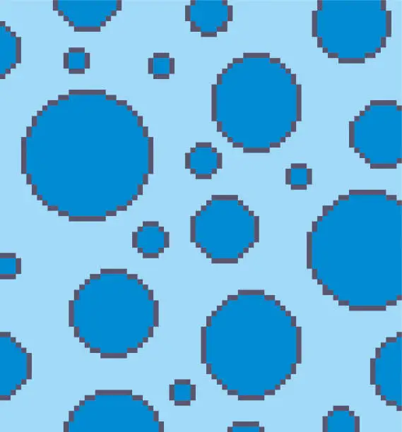 Vector illustration of Pixel blue circle shapes