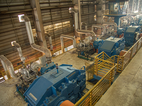 Turbomachinery equipment in thermal power plant workshop
