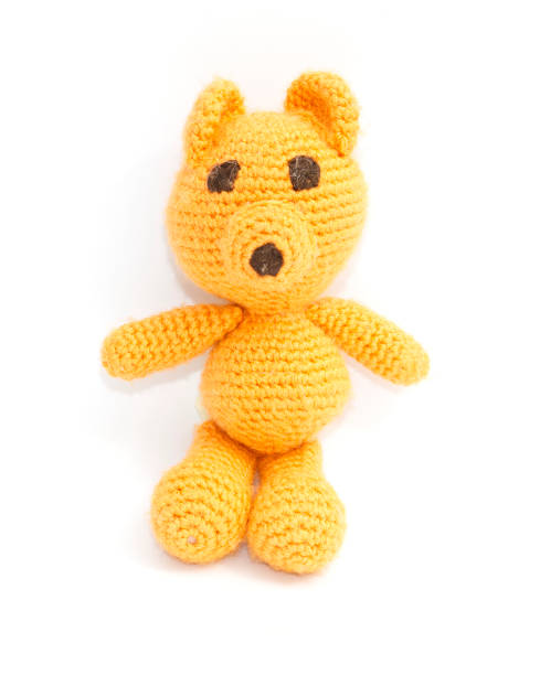 istock Knitted toy, bears on white background, isolated. 1405614266