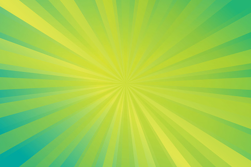Green radial background,  Sunshine vector background with light gradient. Abstract green wallpaper for banner.