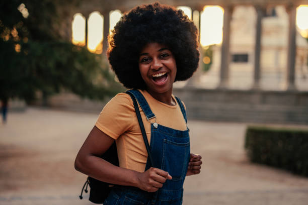 istock African American tourist posing for camera 1405620062