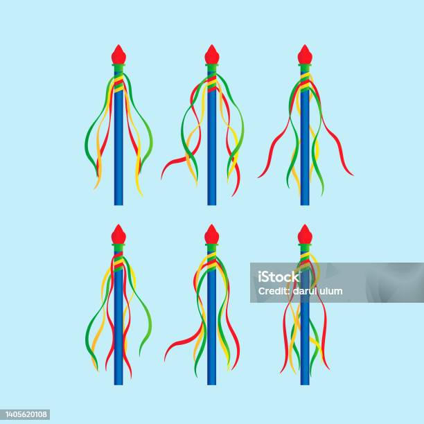 Maypole Hand Model Maypole Design Vector Flat Illustration Stock Illustration - Download ...