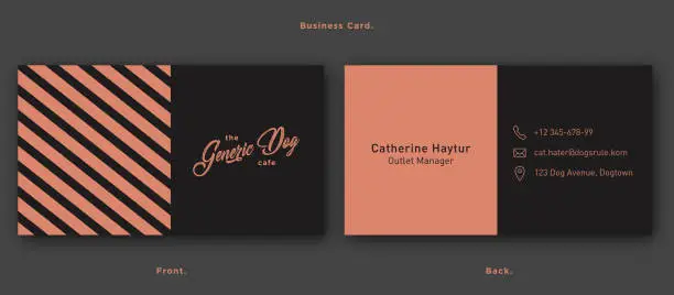 Vector illustration of Business Card or Namecard Template in Black and Coral Pink Colored Stripe Design for Modern Company