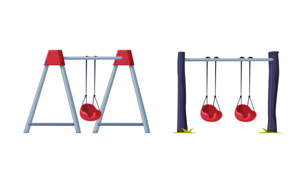 istock Playground Equipment with Hanging Swing as Suspended Seat Vector Illustration Set 1405622197