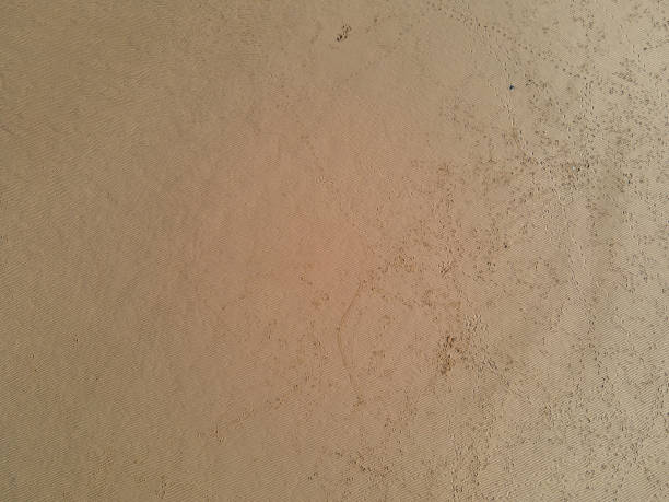 istock Aerial view of textures and wheel marks on the beach 1405625372