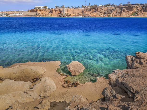 Top view of the Red Sea at Sharm el-Maya bay in Sharm El Sheikh, Egypt stock photo