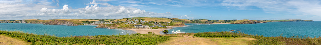 Panorama over Burgh Island and Bigbury-on-Sea in Devon