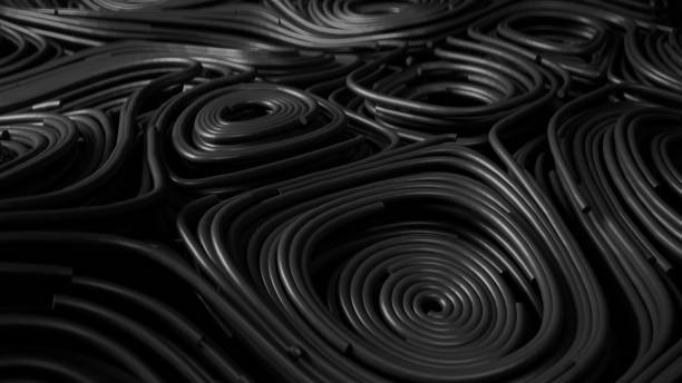 istock 3d render black floating topographic abstract round field 1405630506