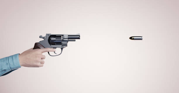 the bullet is heading towards  shooter. - addiction ammunition weapon army imagens e fotografias de stock