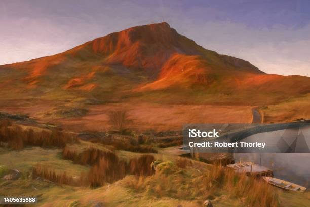 Digital Painting Of Y Garn In The Snowdonia National Park Wales Stock Photo - Download Image Now