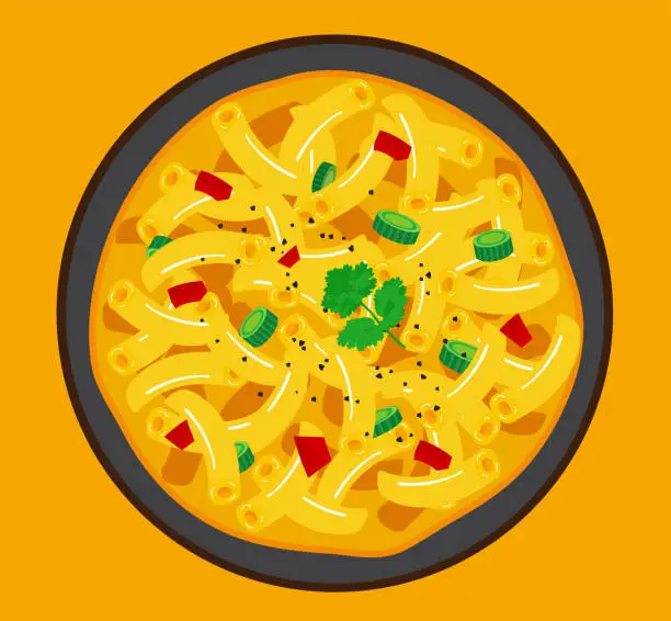 Vector illustration of delicious mac and cheese bowl vector illustration