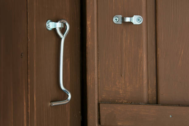 istock Steel hook for locking doors in utility rooms. 1405638308