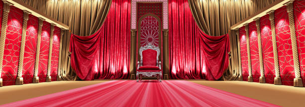 entrée sur tapis rouge. trône des rois, trône vip, trône royal rouge, - throne photos et images de collection