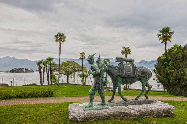 Stresa, Italy - June 28, 2022: Monument on Stresa embankment