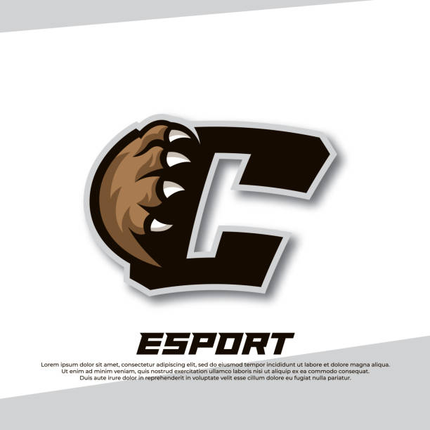 ilustrações de stock, clip art, desenhos animados e ícones de claw esport logo letter c, tiger esport logo, bear claw esport, fox esport logo, coyote esport logo - paw print paw shield vector