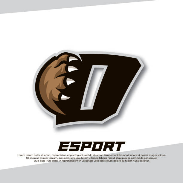 klaue esport logo buchstabe d, tiger esport logo, bär klaue esport, fox esport logo, coyote esport logo - paw print paw shield vector stock-grafiken, -clipart, -cartoons und -symbole