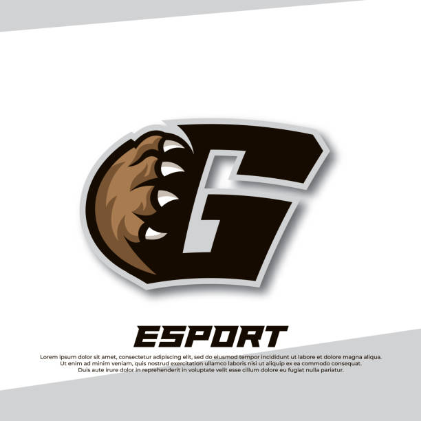 логотип claw esport буква g, логотип tiger esport, медвежий коготь esport, логотип fox esport, логотип coyote esport - paw print paw shield vector stock illustrations