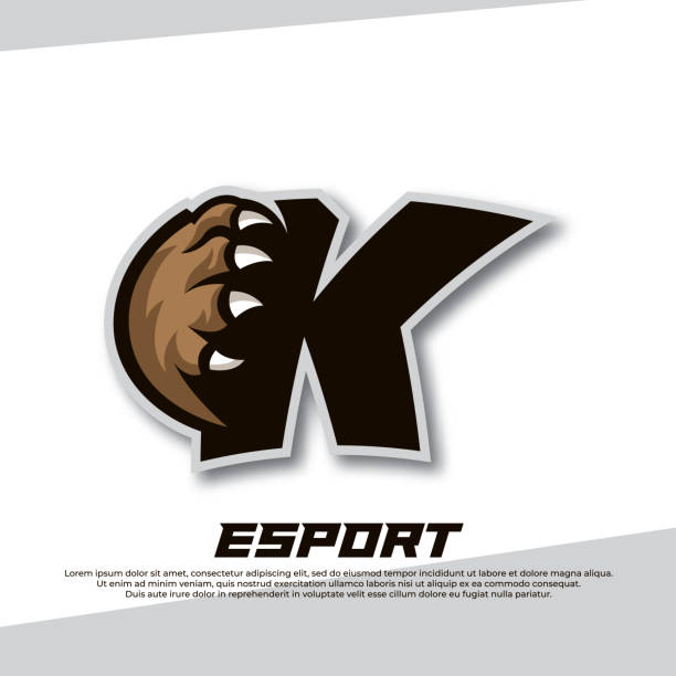 ilustrações de stock, clip art, desenhos animados e ícones de claw esport logo letter k, tiger esport logo, bear claw esport, fox esport logo, coyote esport logo - paw print paw shield vector