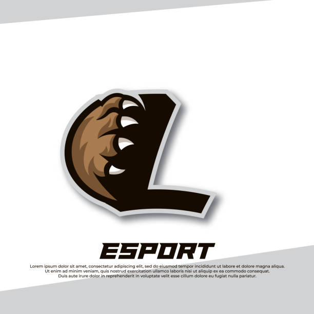 klauensport logobuchstabe l, tiger sport logo, bear claw sport, fox sport logo, coyote sport logo - paw print paw shield vector stock-grafiken, -clipart, -cartoons und -symbole