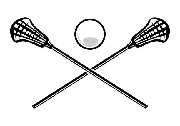 Vector illustration of Crossed lacrosse stick illustration