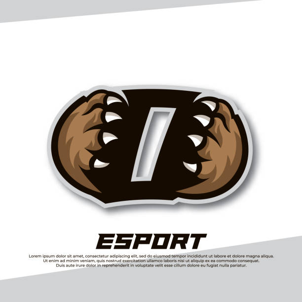 klaue esport logo buchstaben o, tiger esport logo, bär klaue esport, fox esport logo, coyote esport logo - paw print paw shield vector stock-grafiken, -clipart, -cartoons und -symbole