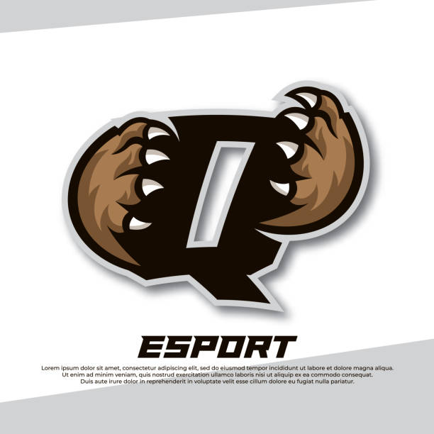 ilustrações de stock, clip art, desenhos animados e ícones de claw esport logo letter q, tiger esport logo, bear claw esport, fox esport logo, coyote esport logo - paw print paw shield vector