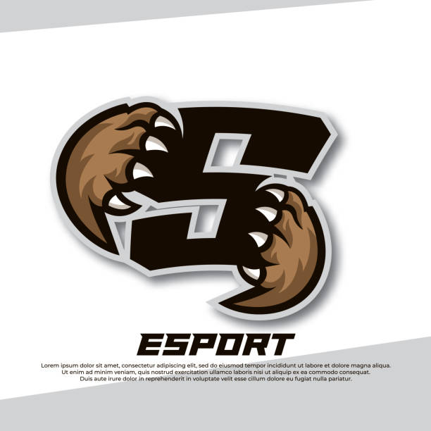 claw esport логотип буква s, tiger esport логотип, bear claw esport, fox esport логотип, coyote esport логотип - paw print paw shield vector stock illustrations