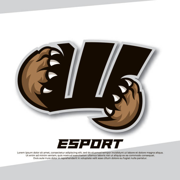 klaue esport logo buchstabe w, tiger esport logo, bär klaue esport, fox esport logo, coyote esport logo - paw print paw shield vector stock-grafiken, -clipart, -cartoons und -symbole