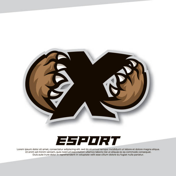 claw esport логотип буква x, tiger esport логотип, bear claw esport, fox esport логотип, coyote esport логотип - paw print paw shield vector stock illustrations