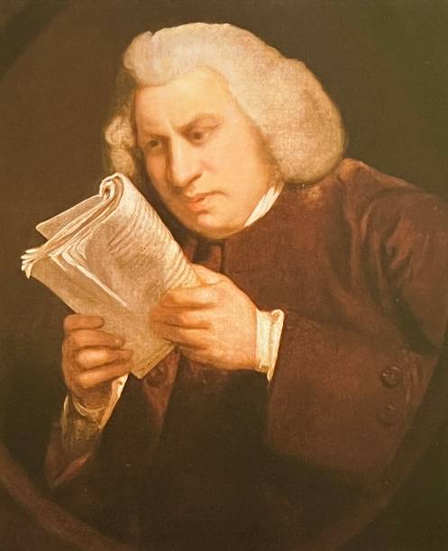 Dr. Samuel Johnson, English scholar, lexicographer, novelist, poet and critic Illustration from 19th century. samuel johnson writer and critic stock illustrations