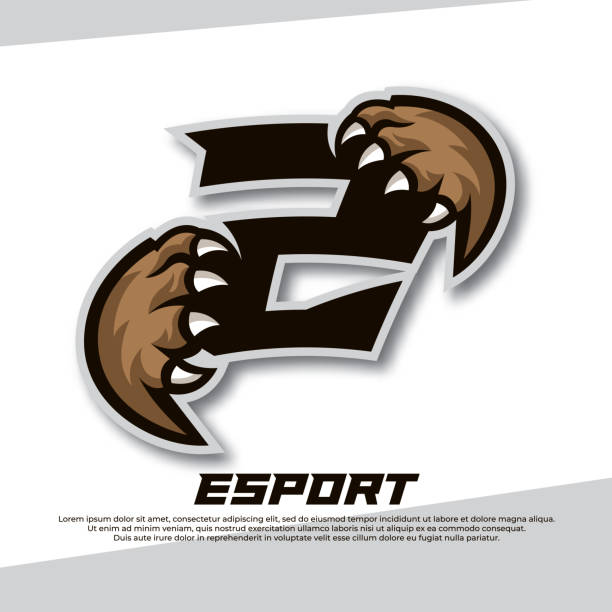 klaue esport logo buchstaben z, tiger esport logo, bär klaue esport, fox esport logo, coyote esport logo - paw print paw shield vector stock-grafiken, -clipart, -cartoons und -symbole