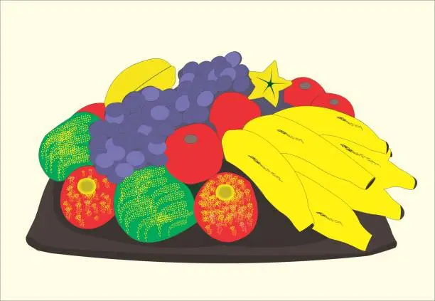 Vector illustration of trough with fruits