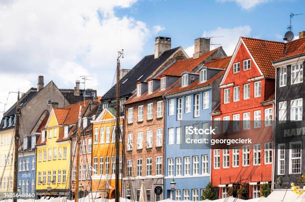 Colourful Traditional Buildings Along Nyhavn Harbour In Copenhagen Stock Photo - Download Image Now