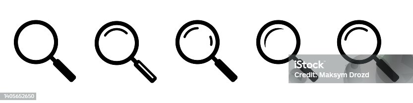 istock Magnifying glass icon, vector magnifier or loupe sign. Search icon. 1405652650