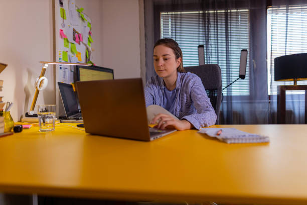 istock Young woman remote working from home 1405652776