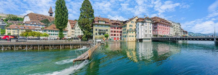 Lucerne, Switzerland. August 21. 2021. Cityscape of old town of Lucerne.