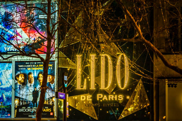 Champs Elysees Night Scene stock photo