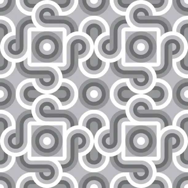 Vector illustration of Vintage gray abstract vector background. Monochrome geometric decorative structure. Magic mandala. Ethnic boho ornament mosaic. Seamless pattern.