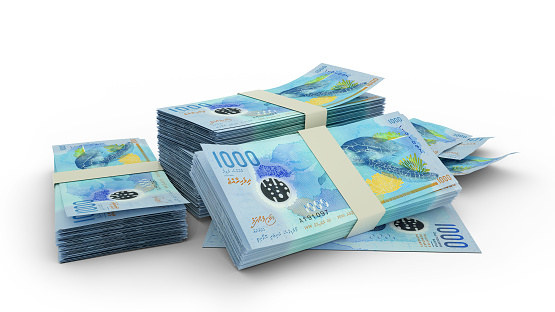 1000 Rufiya Note 3d Rendering Of Stack Of Maldivian Rufiyaa Notes Isolated On White ...