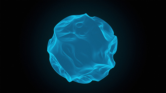 Abstract blue spherical shape on black background