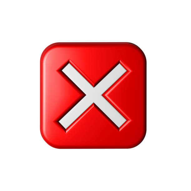 3D x red button denied permission, error sigh or reject symbol. High quality photo