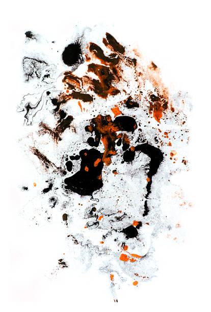 istock oil Ink, paint, abstract. Closeup black,yellow abstract hand draw painting background. Highly-textured oil paint. 1405658242