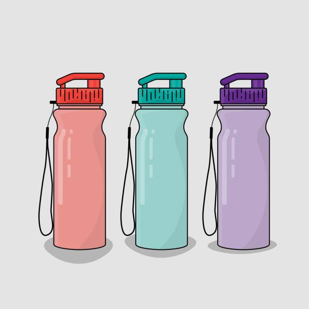 Plastic bottle in multicolor choice for product packaging design with cartoon concept design Plastic bottle in multicolor choice for product packaging with cartoon concept design glass of milk transparent background stock illustrations